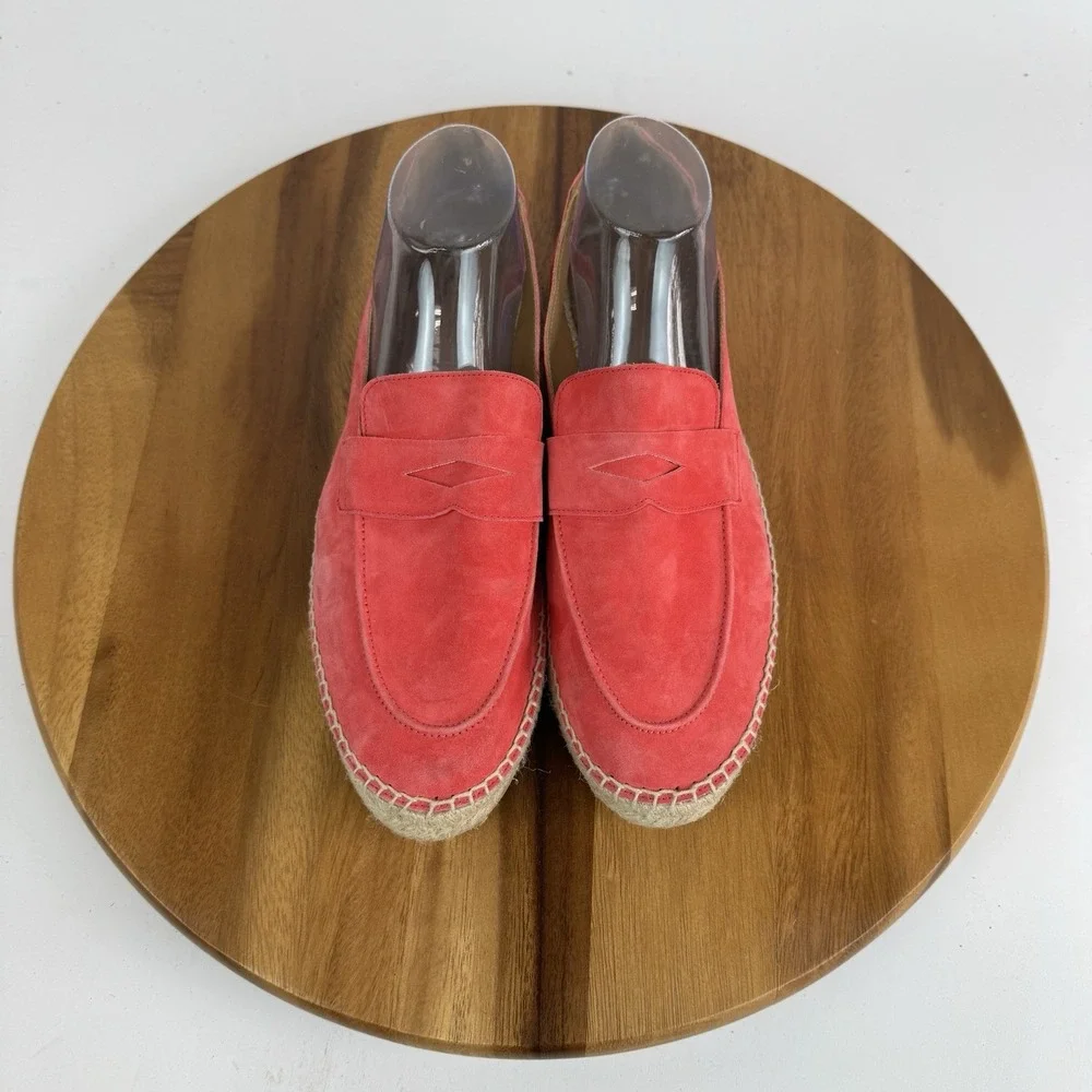 Womens Bougeotti Hot Pink Suede Casual Espadrille Penny Loafers Shoes Size EU 42